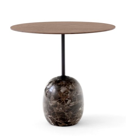 Table d'appoint Lato LN8 / LN9, Oval (L 50 x L 40 cm), Noyer / marbre Emparador