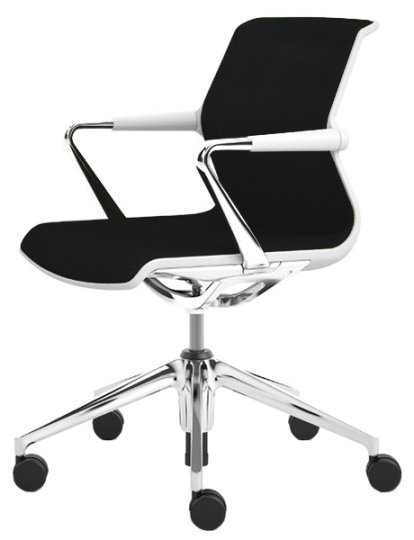Chaise Unix Five-star base, Silk Mesh nero, Soft grey