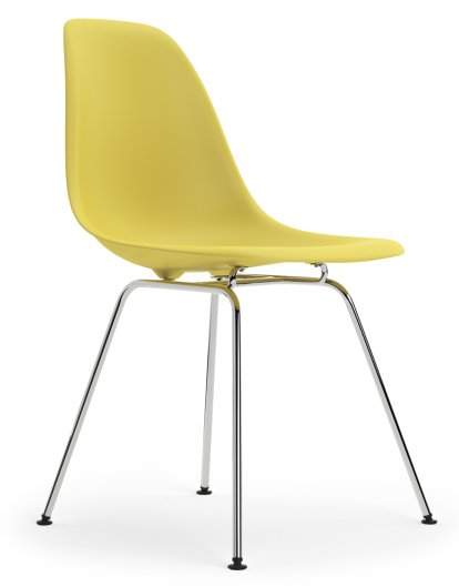Eames Plastic Side Chair DSX, Citron, Sans rembourrage, Sans rembourrage, Version standard - 43 cm, Chromé