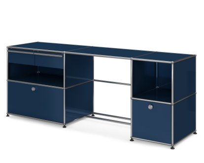 Bureau USM Haller Type 3, Bleu acier RAL 5011, Patin de nivelage