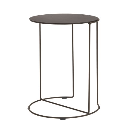 Table d'appoint Oki Saddle, H 51 x ø 40 cm, Cuir Saddle café, Peint par poudrage bronze mat