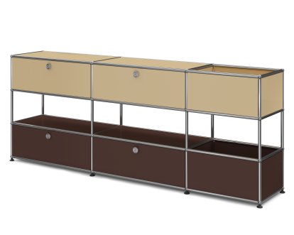 Buffet USM Haller pour enfants L avec boîtes de rangement, Bicolore, Beige USM - 	Marron USM, Avec portes abattantes
