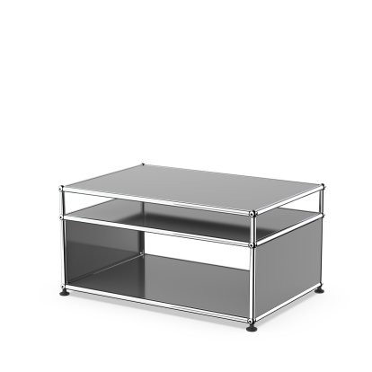 USM Haller table d'appoint à roulettes, Gris moyen RAL 7005, Patin de nivelage