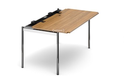 Table USM Haller Advanced, 150 x 75 cm, 07-Plaqué chêne laqué naturel, Plateau coulissant à droite