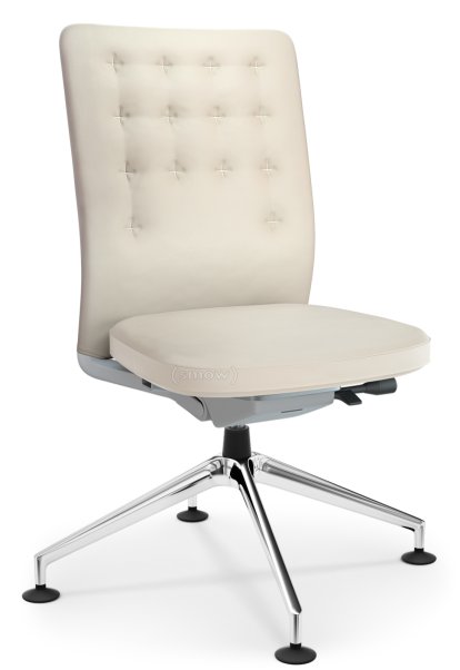 ID Trim Conference, Sans support lombaire, Sans accotoirs, Soft grey, Assise et dossier cuir, Neige