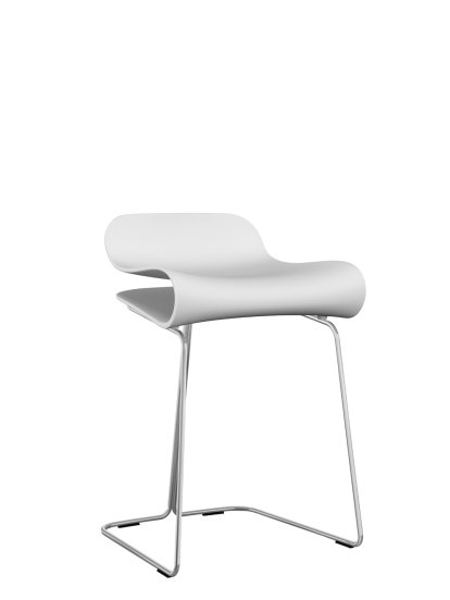Tabouret BCN, Blanc, Acier chromé
