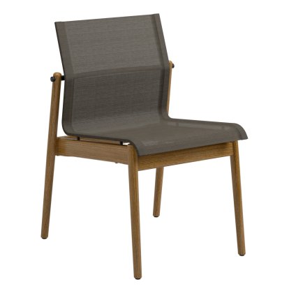Chaise en teck Sway , Revêtement poudré anthracite, Tissu Sling granite, Sans accotoirs