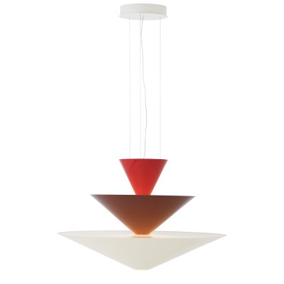 Suspension Gio LN14 / LN15, Ø 92 cm x H 61 cm, Rouge vermillon, bordeaux foncé et blanc écru