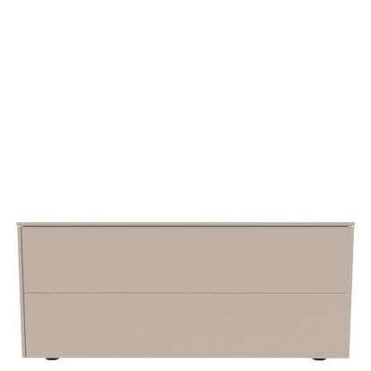 Buffet Aventa avec tiroirs, 120 cm, 2 Grilles de hauteur, Mélamine gris cachemire, Patin en plastique