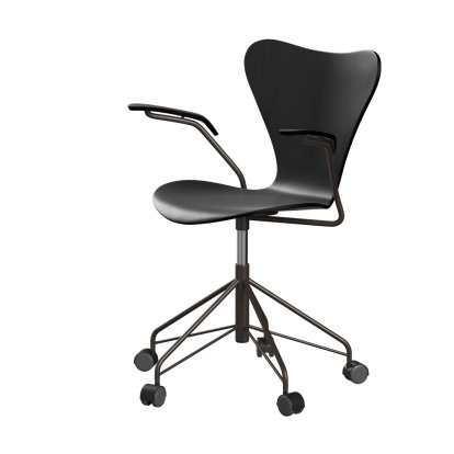 Chaise de bureau pivotante Série 7 3117/3217 New Colours, Avec accotoirs, Frêne coloré, Noir, Brown bronze
