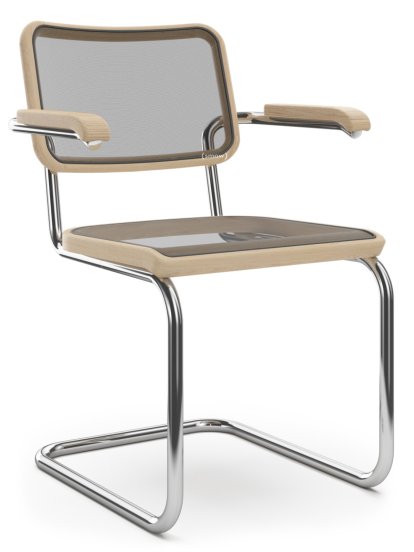 Chaise cantilever S 64 N Pure Materials, Frêne huilé, Chromé, Sans patins
