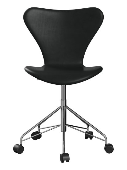 Chaise de bureau pivotante Série 7 3117/3217 Rembourrage intégral, Sans accotoirs, Cuir Grace noir, Chromé