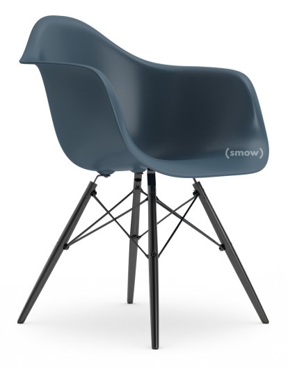 Eames Plastic Armchair DAW, Bleu océan, Sans rembourrage, Sans rembourrage, Version standard - 43 cm, Érable noir