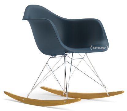 Fauteuil Eames Plastic Armchair RAR, Bleu océan, Chromé, Érable nuance de jaune