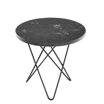 Mini O Table, Noir Marquina, Acier thermolaqué noir