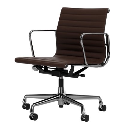 Aluminium Chair EA 117, Chromé, Cuir (Standard), Marron