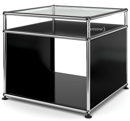 Table d'appoint avec réhausse USM Haller, Noir graphite RAL 9011