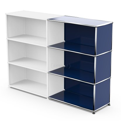 Kit d’extension horizontale USM Haller 3, Bleu acier RAL 5011, 35 cm