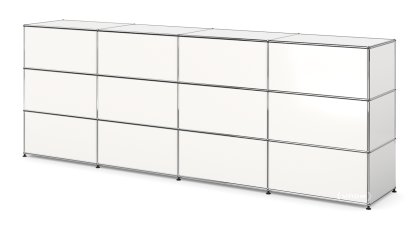 Comptoir d’accueil USM Haller version 1, Blanc pur RAL 9010, 300 cm (4 éléments), 50 cm