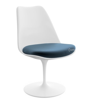 Chaise Tulip Saarinen, Statique, Coussin d'assise, Blanc, Night Blue (Eva 170)