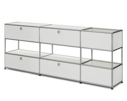 Buffet USM Haller pour enfants L avec boîtes de rangement, Monochrome, Blanc pur RAL 9010, Avec portes abattantes