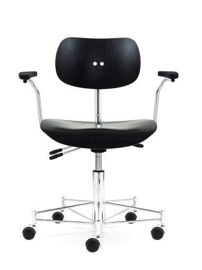 Chaises pivotantes SBG 197 R, Sans rembourrage, Hêtre teinté, Noir, Avec accoudoirs
