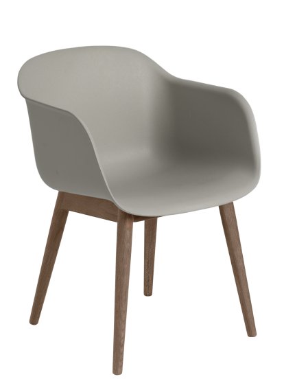 Chaise Fiber bois, Gris / marron foncé
