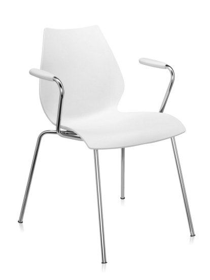 Chaise Maui, Avec accoudoirs, Blanc zinc