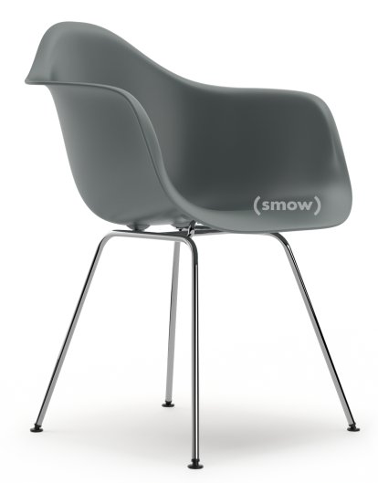 Eames Plastic Armchair DAX, Gris granit, Sans rembourrage, Sans rembourrage, Version standard - 43 cm, Chromé