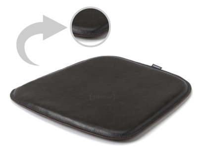 Coussin d'assise cuir pour Eames Armchairs , Recto et verso en cuir, Noir