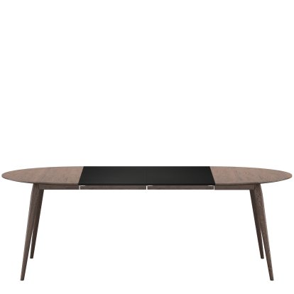 Table PLAYdinner Ronde, Chêne fumé, L 120-220 cm, MDF noir