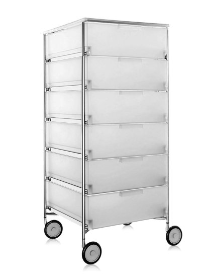 Caisson Mobil, 6 tiroirs - Pas de compartiment, Opalin, Glace