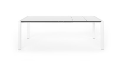 Table extensible Sushi, Fenix blanc avec bord noir, L 150-224 x l 90 cm, Aluminium laqué blanc