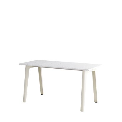 Table à manger New Modern rectangulaire, métal/plastique recyclé, 150 x 70 cm, Blanc crème