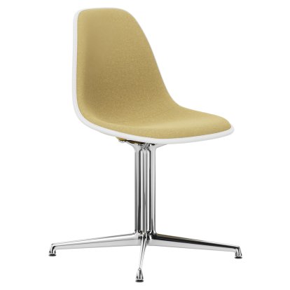 Eames Plastic Side Chair DSL, Moutarde, Rembourrage intégral, Moutarde / ivoire, Aluminium poli