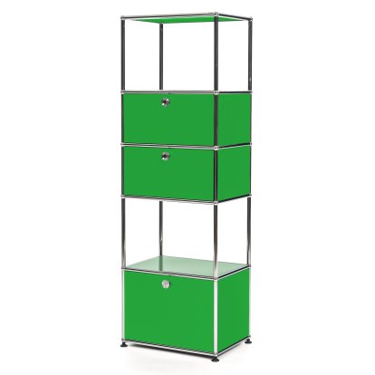 USM Haller Étagère de salon M Type 2, Vert USM, Avec 2 portes abattantes et 1 porte coulissante (incl. cadre métallique)