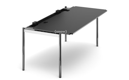 Table USM Haller Advanced, 175 x 75 cm, 41-Linoléum noir, Sans plateau coulissant