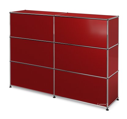 Comptoir d’accueil USM Haller version 1, Rouge rubis USM, 150 cm (2 éléments), 35 cm