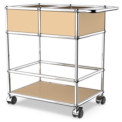 USM Haller chariot à boissons à étages avec compartiments, Beige USM, Souples pour sols durs