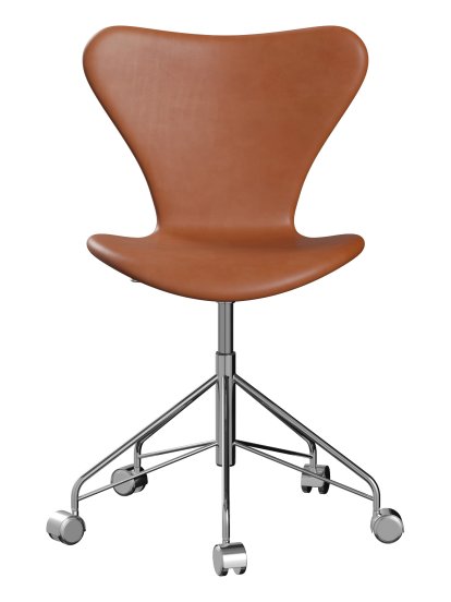 Chaise de bureau pivotante Série 7 3117/3217 Rembourrage intégral, Sans accotoirs, Cuir Grace walnut, Chromé