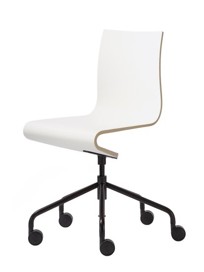 Chaise de bureau Seesaw, Noir avec axe vertical vis, Sans accoudoirs, Hêtre naturel / mélaminé blanc