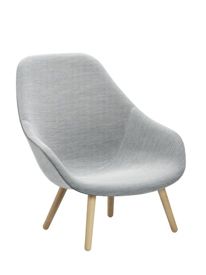 Fauteuil About A Lounge Chair High AAL 92, Steelcut Trio 133 - gris clair, Chêne laqué, Sans coussin d'assise
