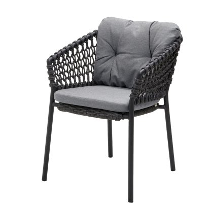 Chaise Ocean, Open soft Rope – Dark grey, Natté - Gris