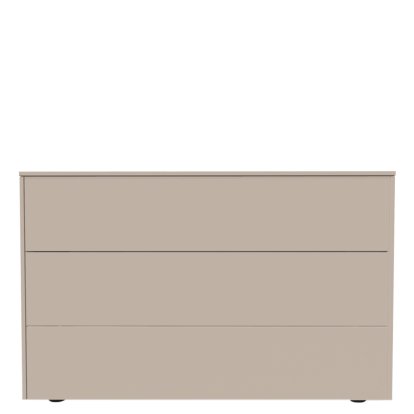 Buffet Aventa avec tiroirs, 120 cm, 3 Grilles de hauteur, Mélamine gris cachemire, Patin en plastique