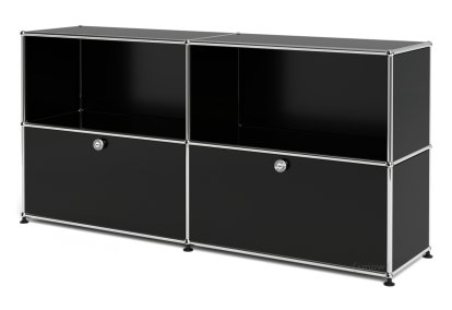 Meuble USM Haller Sideboard L avec deux portes abattantes, Noir graphite RAL 9011