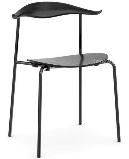 Chaise CH88T, Thermolaqué noir, Chêne laqué noir