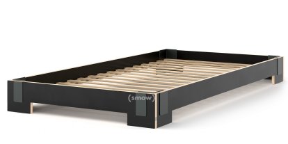 Lit empilable Tagedieb, 100 x 200 cm, Noir, Avec sommier flexible