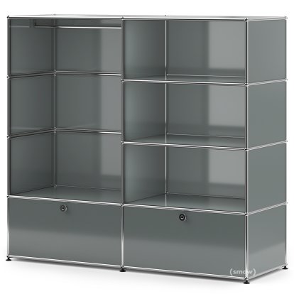 Penderie USM Haller L avec tringle, Gris moyen RAL 7005