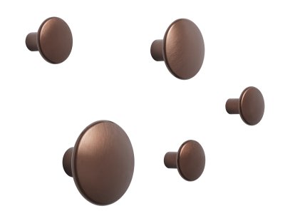Lot de 5 patères - The Dots Metal, Brun ambré