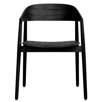 Chaise salle à manger AC2, Chêne laqué noir mat, Sans rembourrage